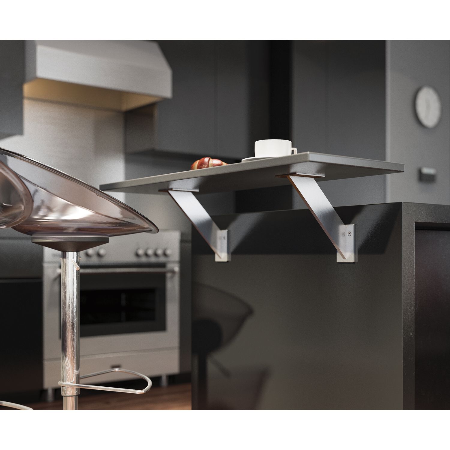 KORFU 3 Bar Konsole - Edelstahlfarbig 220mm Höhe Für Küchen & Bars