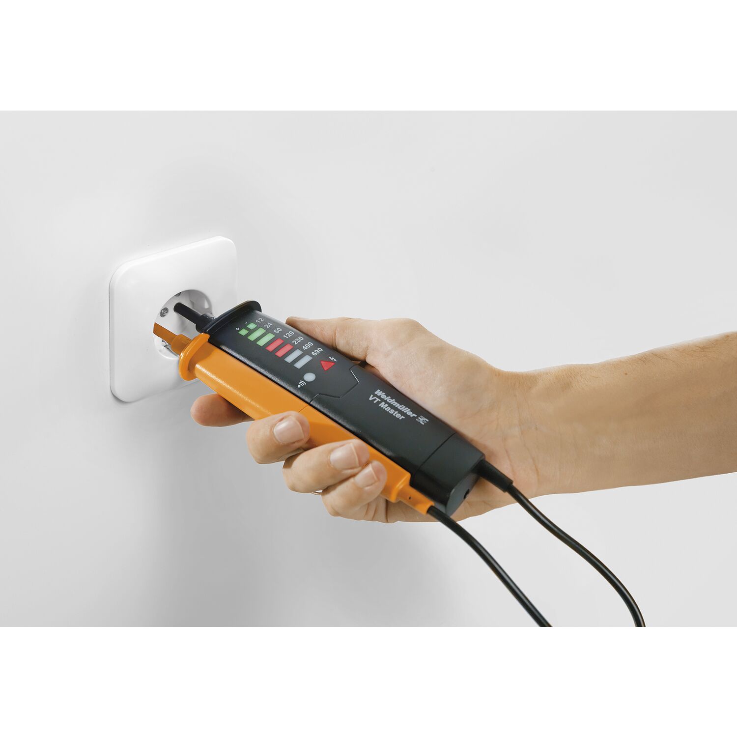 Weidmüller Voltage finder VT Master (voltage display 12 – 690 V AC/DC, measuring instrument with LED display, test peak extension/shortening, two-pole, battery monitoring) 480081
