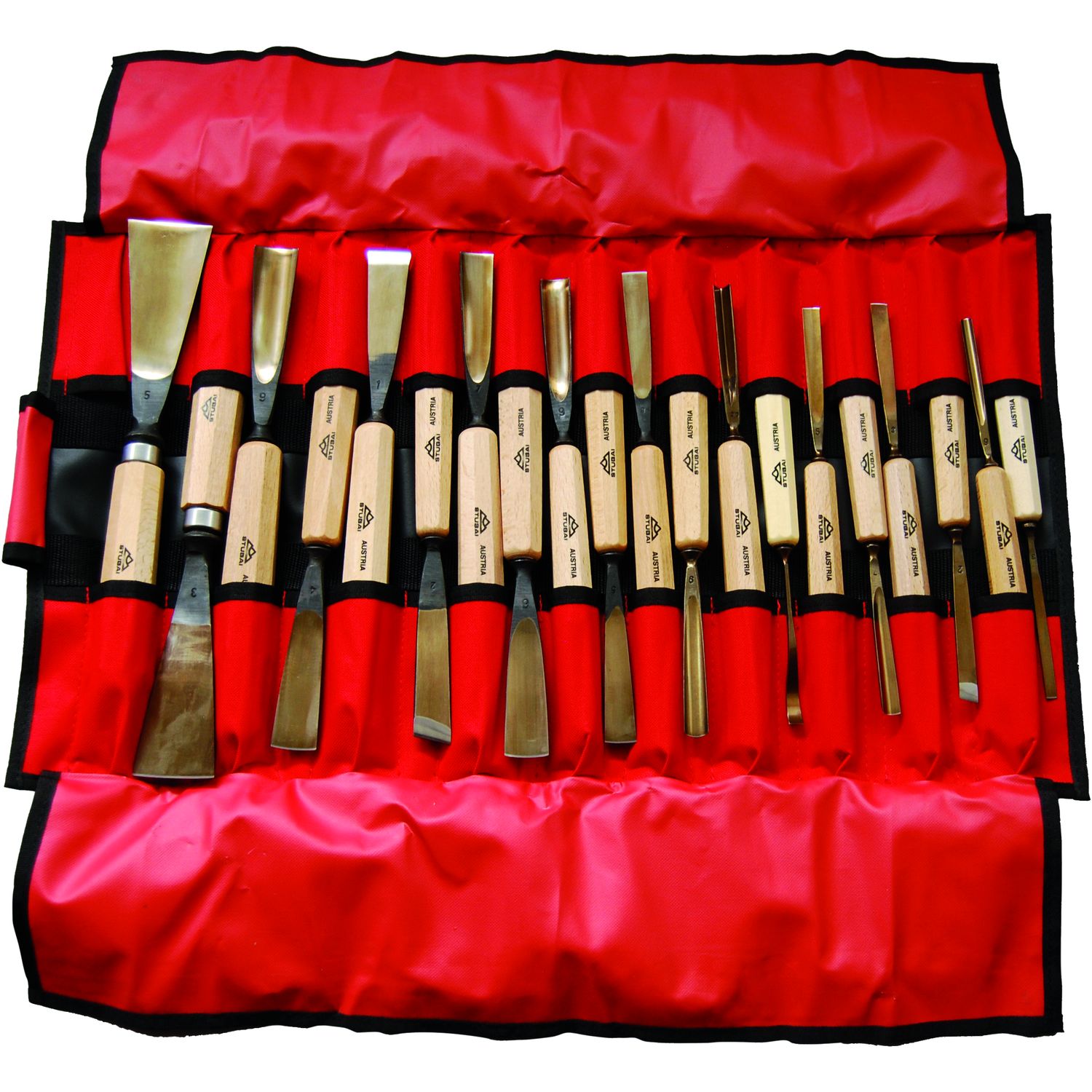 Kirschen Velourleder-Rolltasche Für Stechbeitel - 12 Fächer Werkzeugtasche