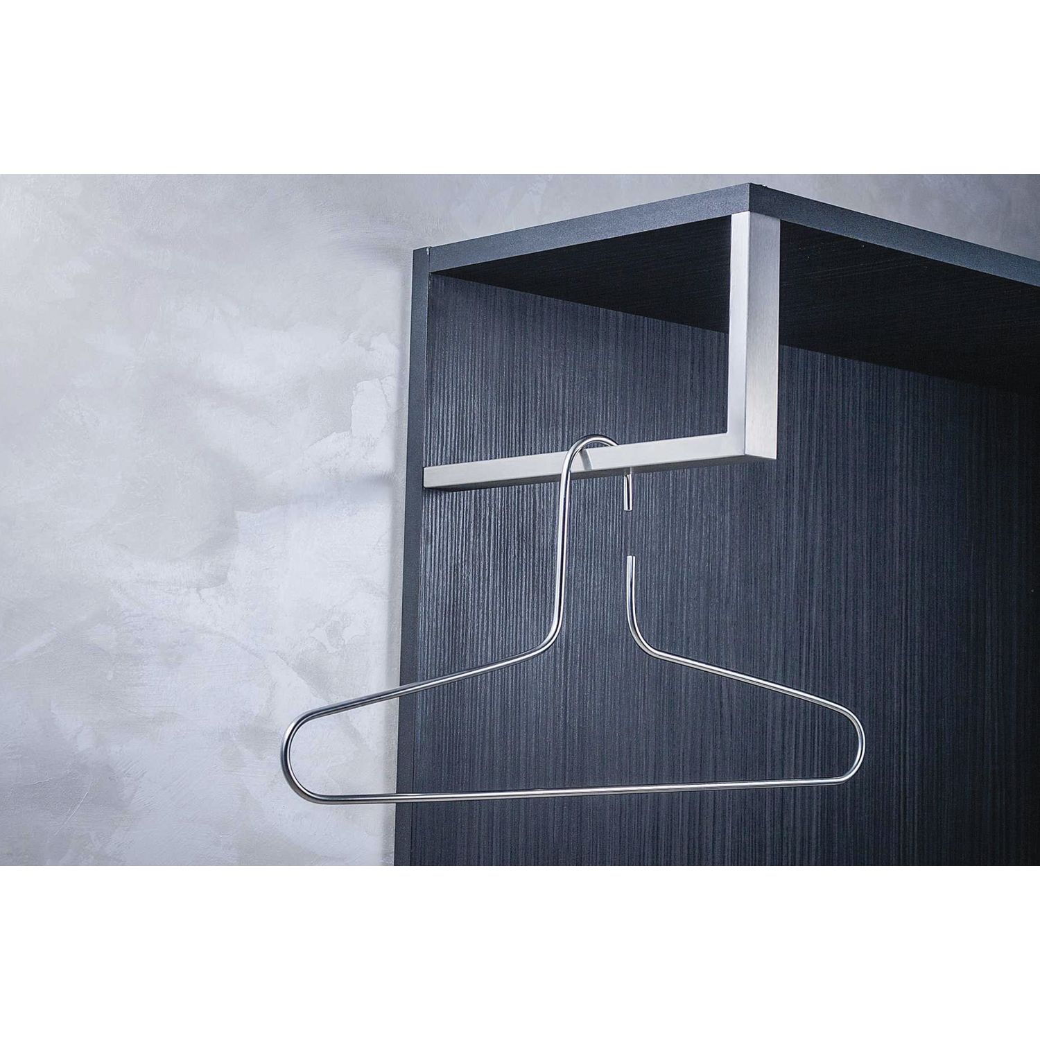 Simausrom Garderobenstange L Form Cato 300x150mm – Kleiderstange unter Hutablage Garderobe, Edelstahl gebürstet