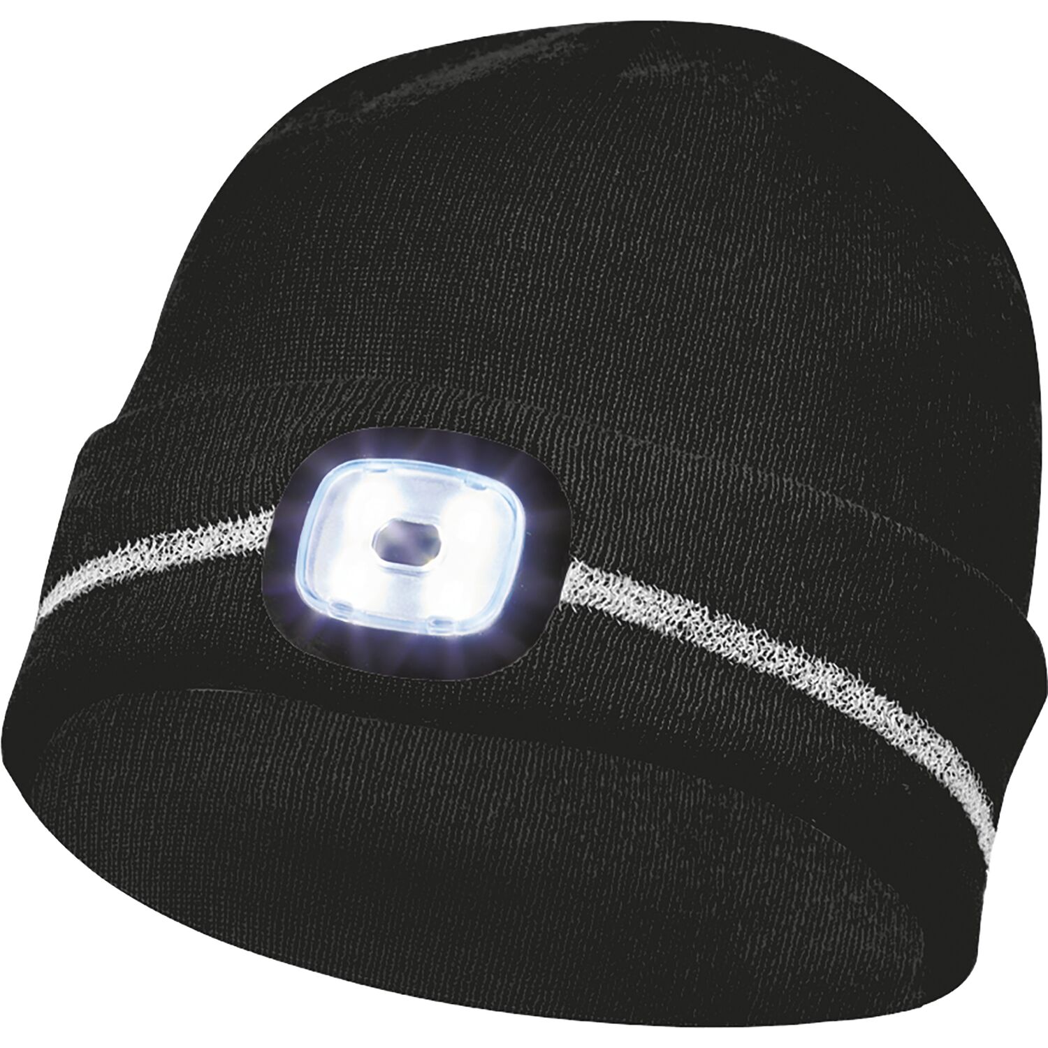 Gebol Haube mit LED-Lampe, Mütze mit Licht und Refkektionsstreifen, schwarz