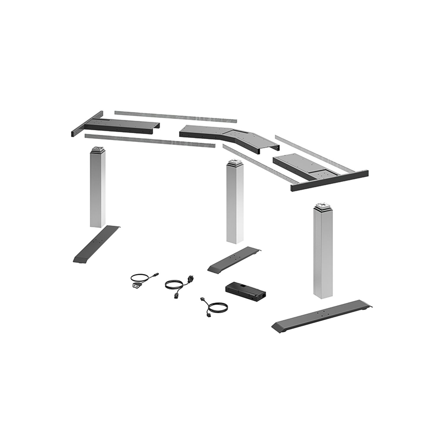 HETTICH LegaDrive Tischgestell-Set 135° Winkel silber graphit