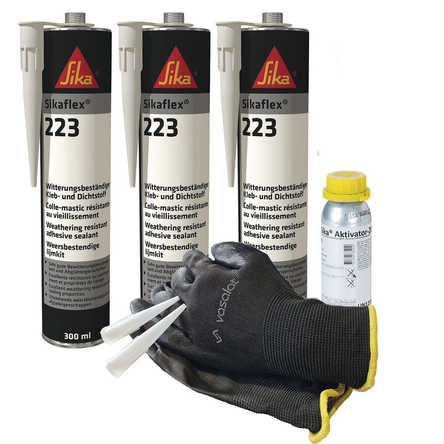 Sikaflex 223 schwarz mit Aktivator für Aluminium & Stahl Abdichtung ...