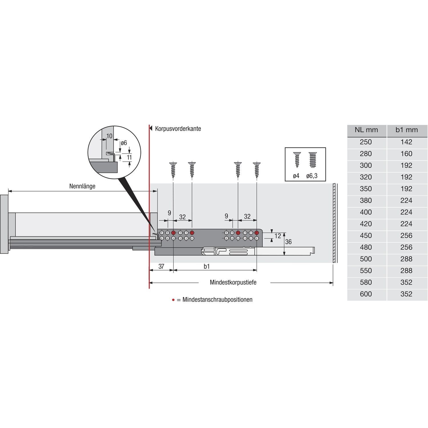 Направляющие hettich quadro v6 silent system схема монтажа