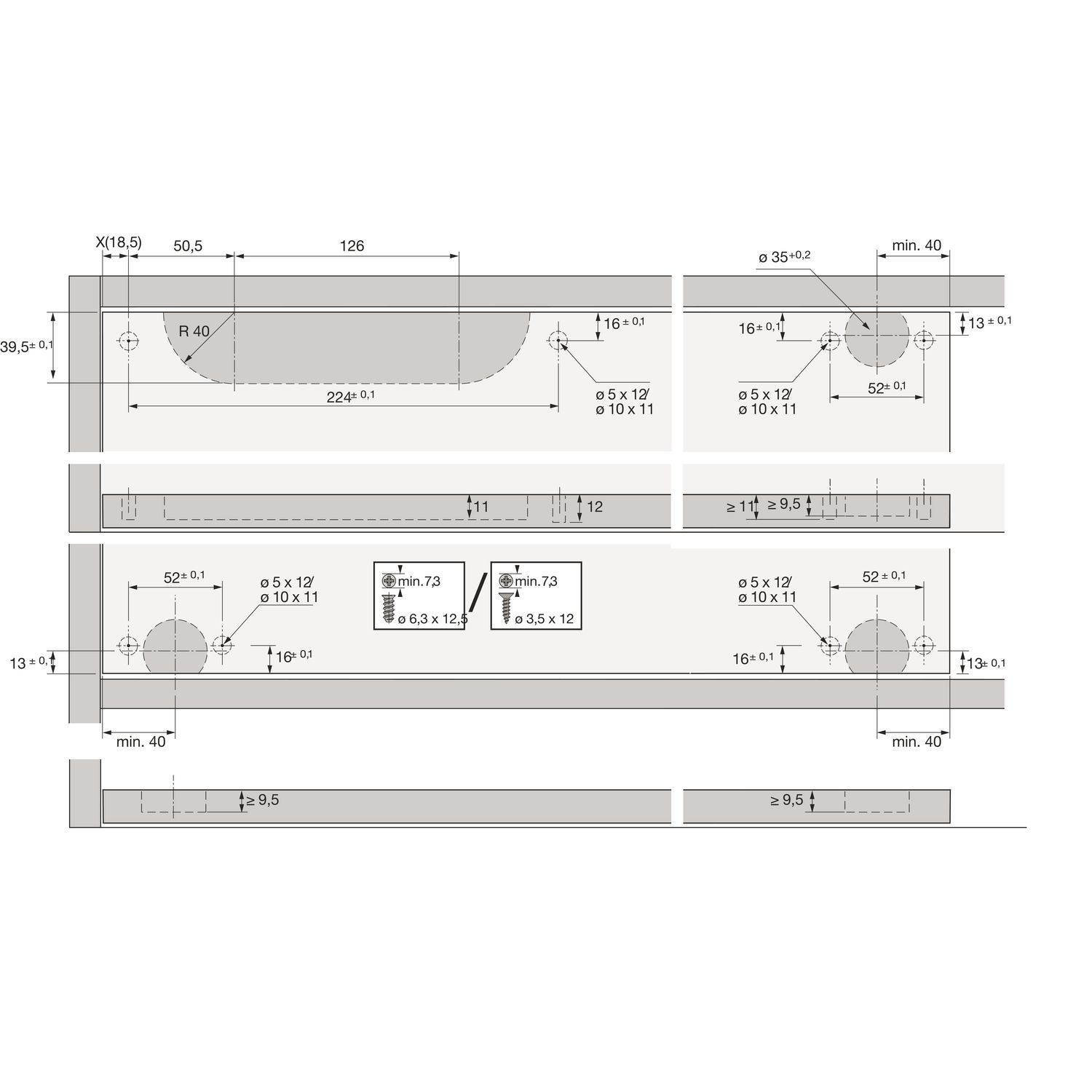 Hettich SlideLine 55 Plus Silent System für innenliegende rechte Tür ...