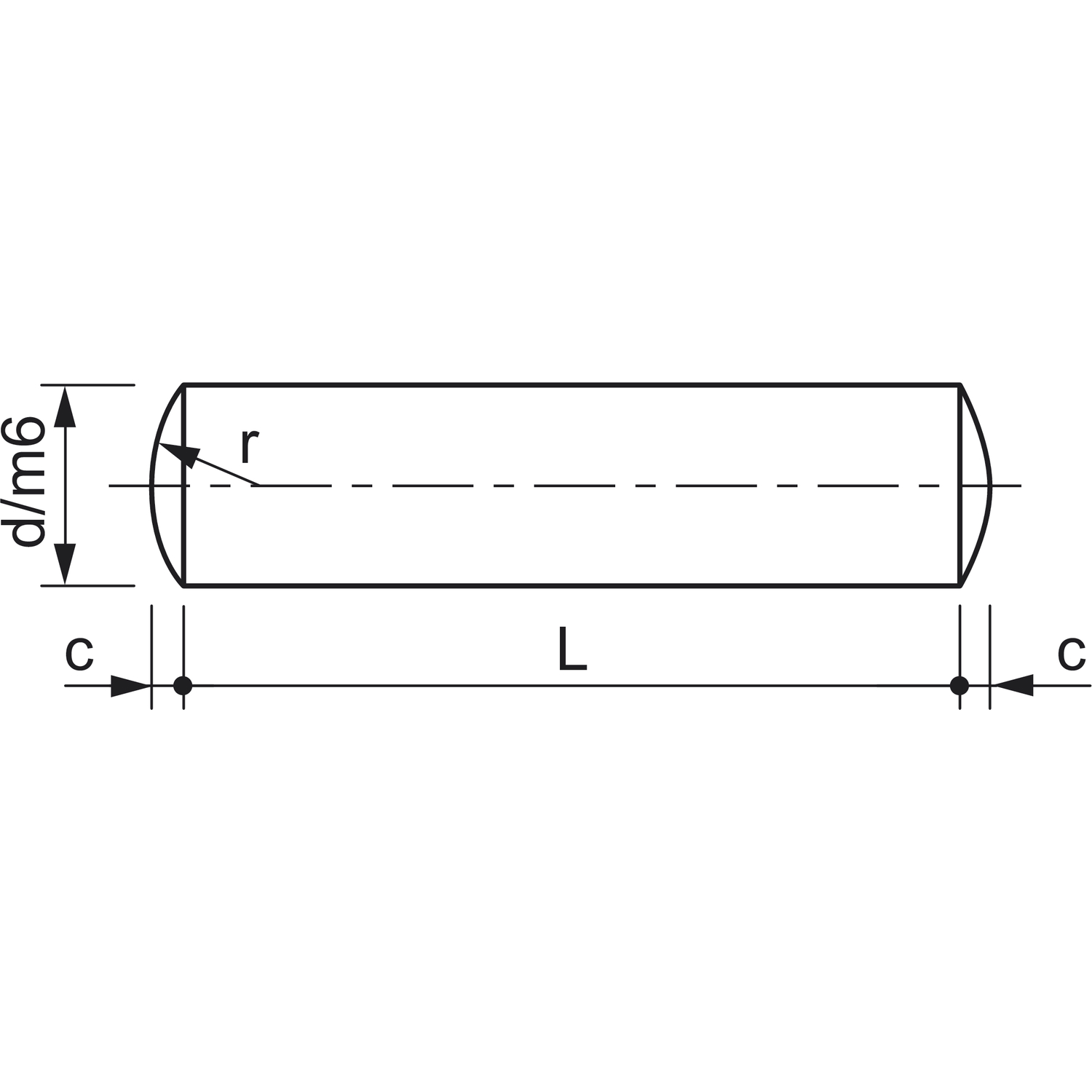 Zylinderstifte DIN 7 Toleranzfeld m6 Stahl blank Durchmesser 8 bis 30 mm 